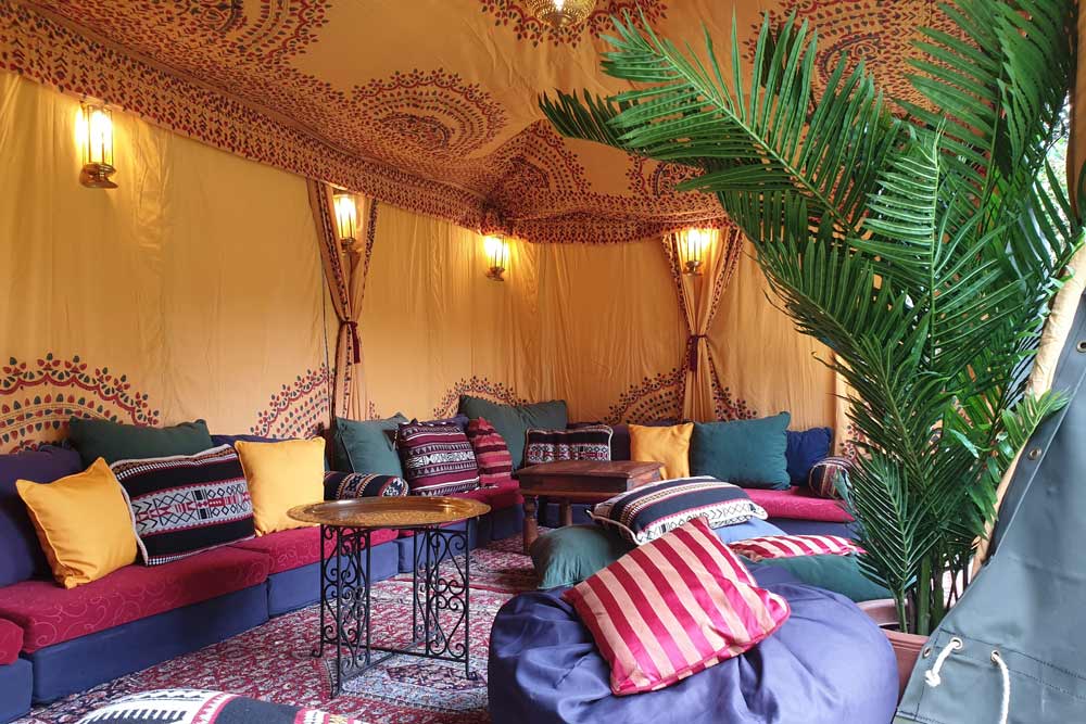 A 3x6m Arabian tent interior with Saffron lining