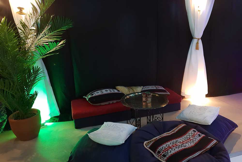 Starcloth Chillout Seating and RGB Uplights.