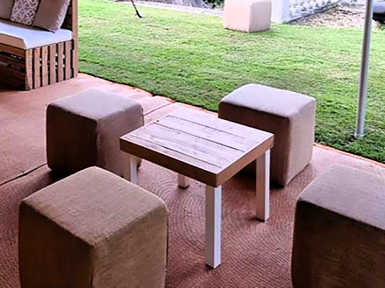 Reclaimed Pallet Coffee Table with White Legs and Natural Finish