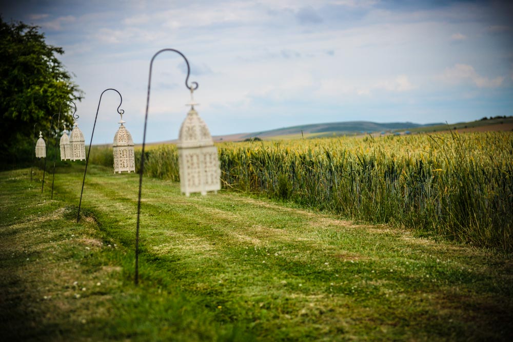 Cream Lanterns on Poles - Charming Outdoor Event Lighting