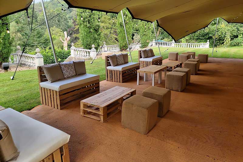 Pallet Furniture in a Stretch Tent