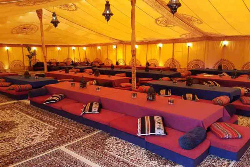 Arabian Cushioned Banqueting Table - Exquisite Low-Level Dining